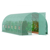 Walk-in Tunnel Greenhouse 19.36x9.68x7.4ft Galvanized Steel Frame Durable PE Cover for Outdoor Gardening Green